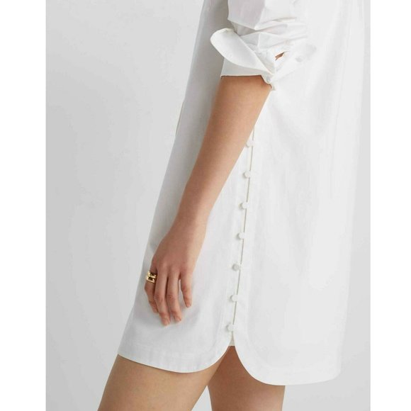 CLUB MONACO Strawberta White Cotton Shirt Dress Side Buttons SZ 8 NEW - Picture 4 of 4